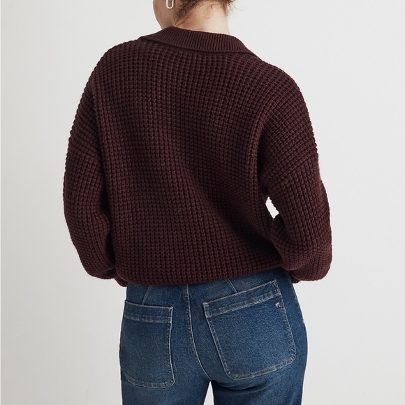 Madewell Waffle-Knit Henley Sweater (Heather Currant) - Picture 2 of 7